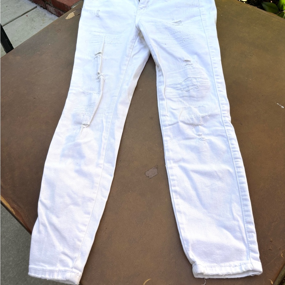 White Distressed Women's Jeans - Slim Fit
